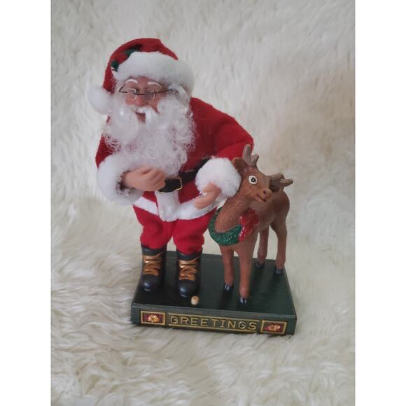 1999 Vintage Holiday Creations Musical Santa Scene w/reindeer - Picture 2 of 10